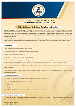 Edital de Bolsa de Estudo Completo e Parcial