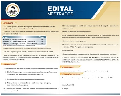 Edital de (novos) cursos de Mestrados
