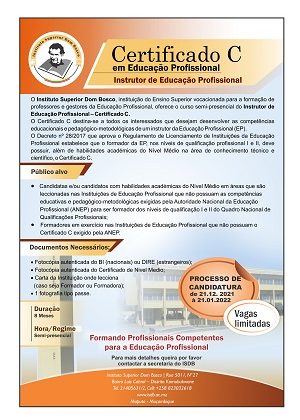 CERTIFICADO C em Educação Profissional – Instrutor de Educação Profissional