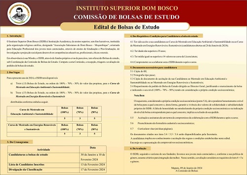 Edital de Bolsa de Estudo de Mestrado
